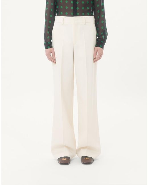 Valentino White Pleat Detailed Wide Leg Pants for men