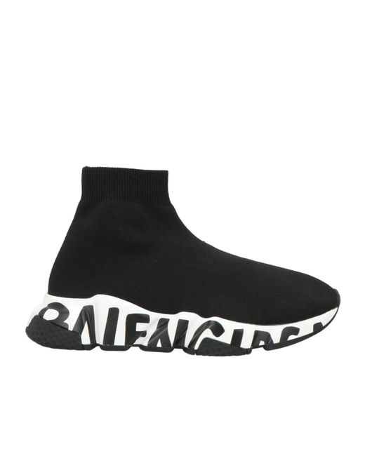 Balenciaga Black Solid-Colored Knit Sock Shoes