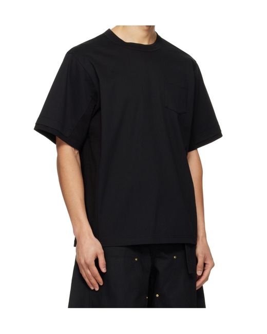 Sacai Black Short Sleeved Crewneck T-Shirt for men