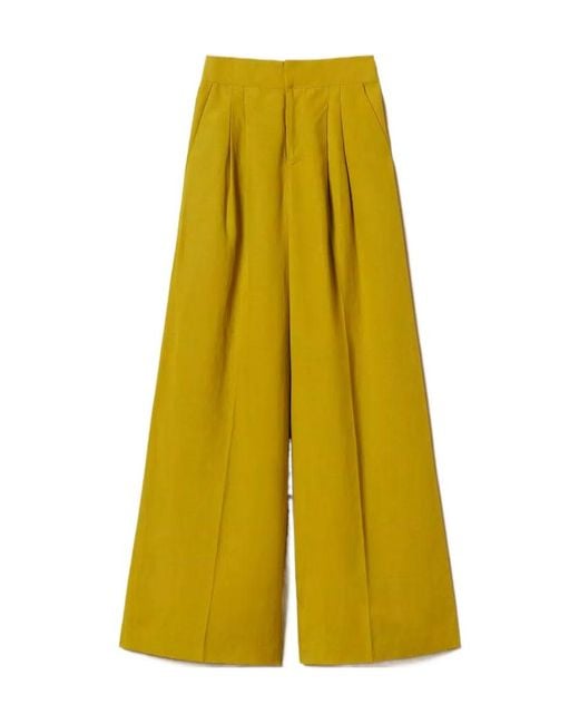 Twinset Yellow Wide Leg Trousers