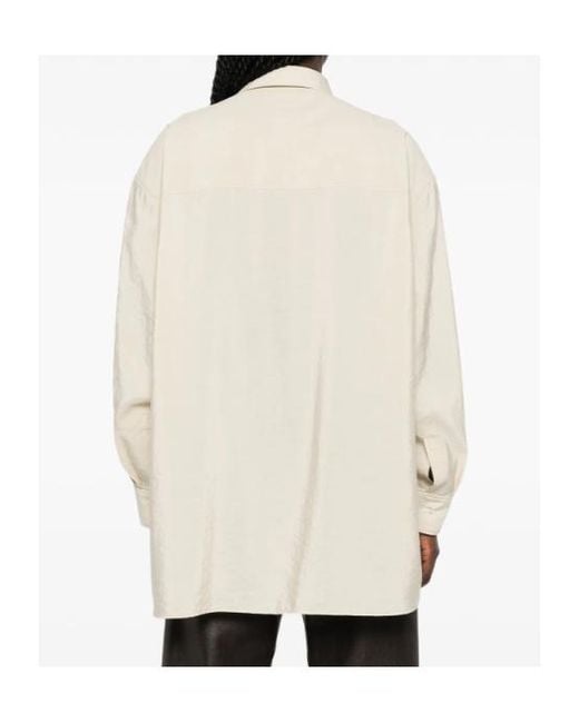 Lemaire White Tie-Neck Long-Sleeve Shirt