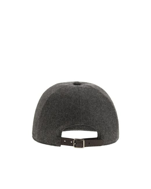 Brunello Cucinelli Gray Curved Peak Baseball Cap