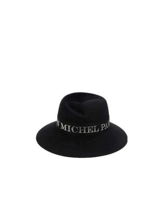 Maison Michel Black Embroidered Logo Fedora