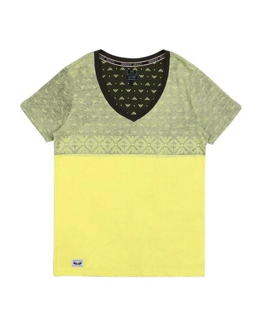 Armani Jeans Yellow Logo Short-Sleeved T-Shirt for men