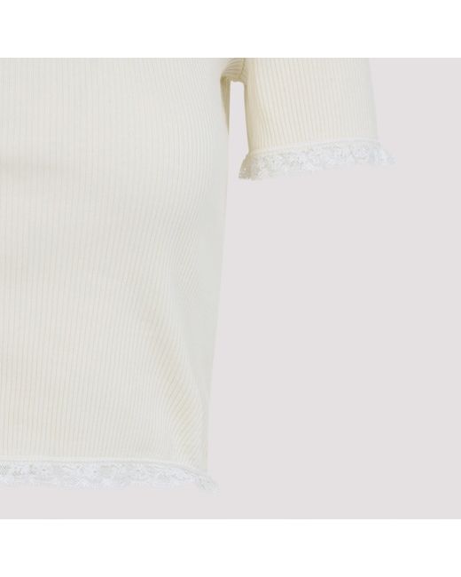 Miu Miu White Lace-Trimmed Top