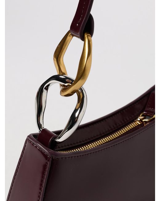 Staud Purple Ollie Logo Debossed Shoulder Bag