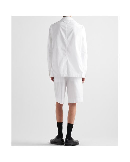 Prada White Single-Breasted Cotton Jacket for men