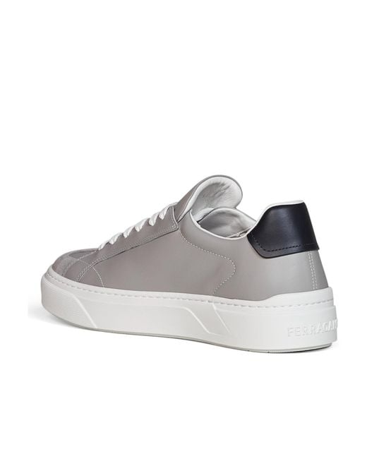 Ferragamo Gray Ferragamo Logo Patch Lace-Up Sneakers for men