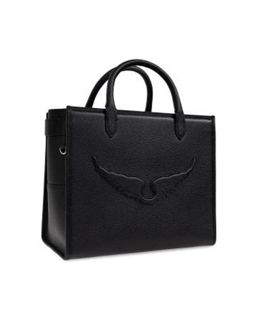 Zadig & Voltaire Black Angel Grained-Leather Tote Bag