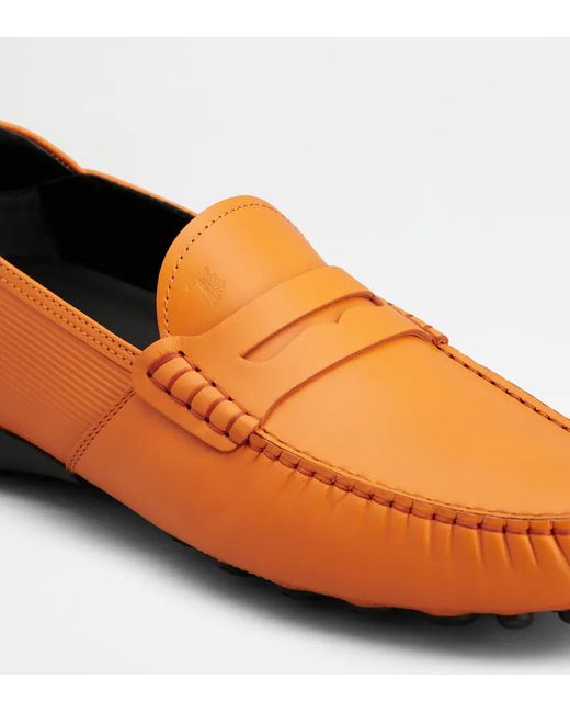 Tod's Orange Round-Toe Loafers for men