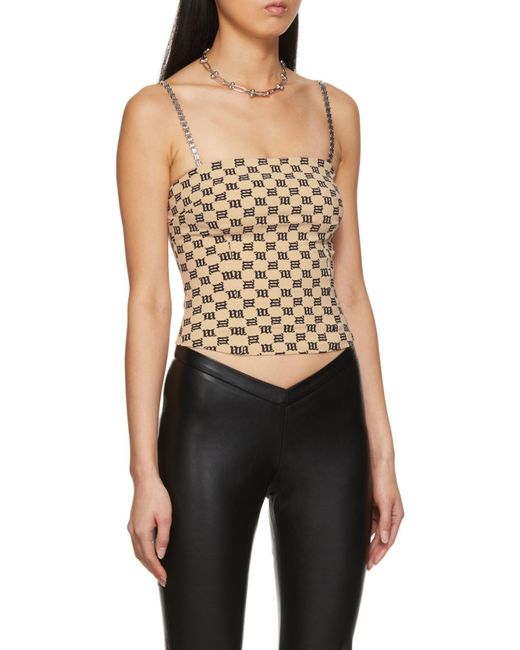 M I S B H V Pink Chain-Embellished Monogram Top