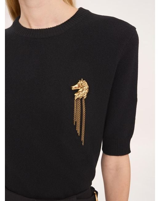 Chloé Black Short-Sleeved Knitted Pullover
