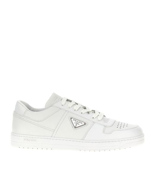 Prada White Downtown Lace-Up Sneakers for men
