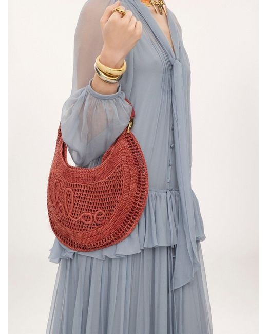 Chloé Red Chloé Summer Banana Woven Shoulder Bag