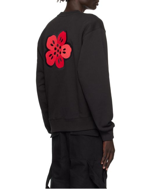KENZO Black Logo Embroidered Crewneck Sweatshirt for men