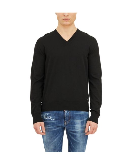 DSquared² Black V-Neck Knitted Jumper for men