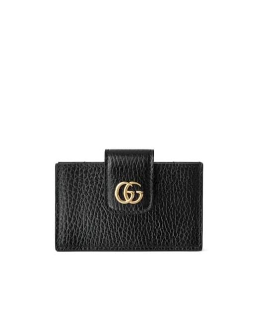 Gucci Black Gg Marmont Snap Button Card Case