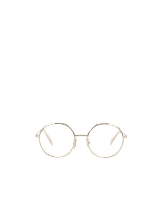 Céline White Metallic Round-Frame Glasses