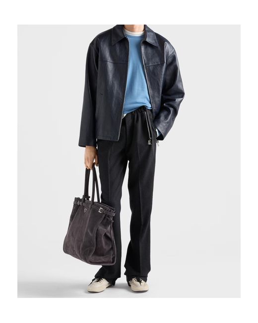 Prada Blue Superfine Wool Crew-Neck Sweater for men