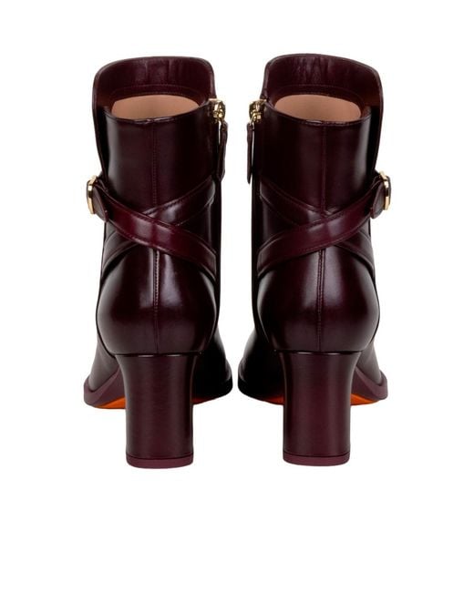 Santoni Purple Chunky Heeled Ankle Boots
