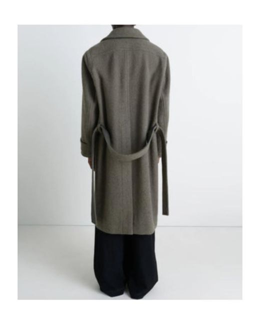 Lemaire Gray Straight Hem Belted Coat for men
