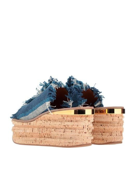 Chloé Blue Minimalist Denim Wedge Shoes