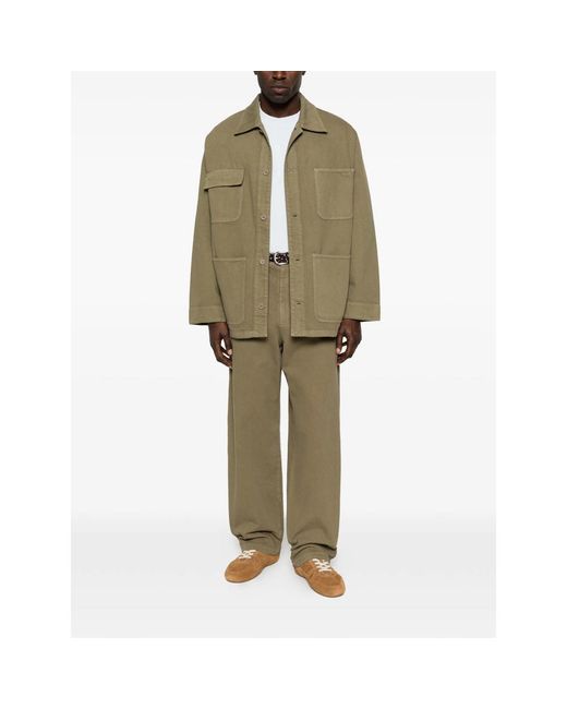 A.P.C. Green Buttoned Straight Trousers for men