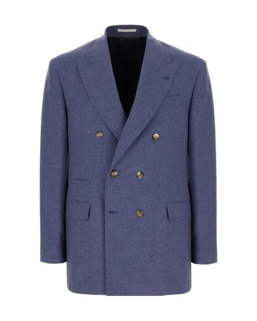Brunello Cucinelli Blue Long-Sleeve Blazer for men