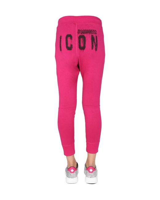 DSquared² Pink Icon Logo Printed Track Pants