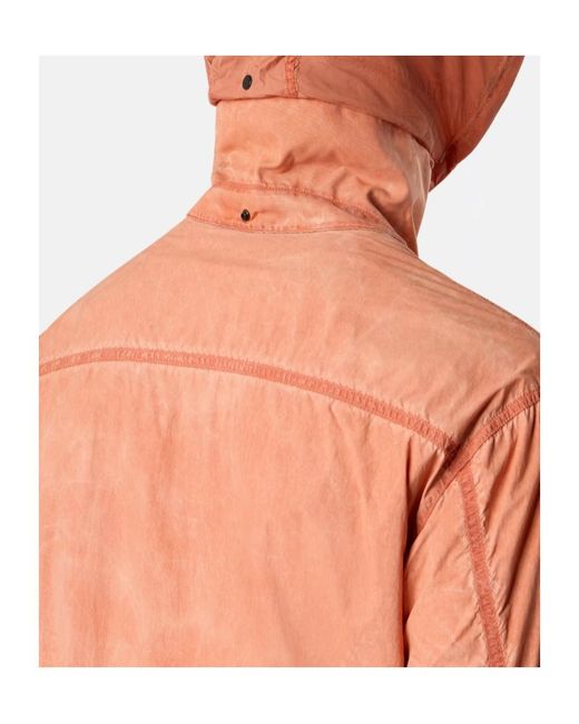 Stone Island Orange Comfort-Fit Zip-Up Overshirt With Packable Hood for men