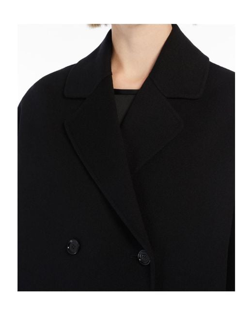 Max Mara Black 'S Double-Breasted Long-Sleeved Coat