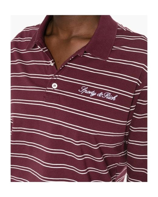 Sporty & Rich Red Striped Polo Shirt