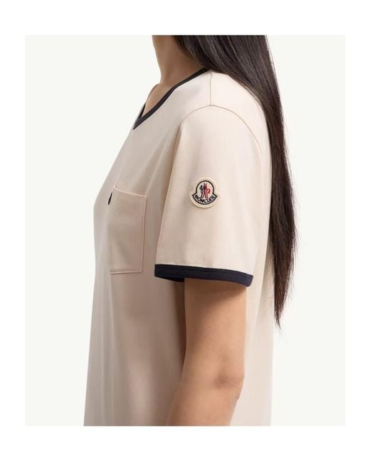 Moncler Natural Logo Embroidered Crewneck T-Shirt