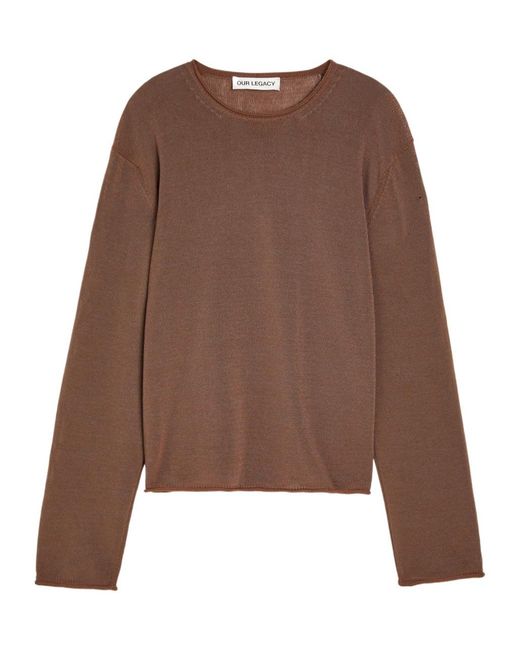 Our Legacy Brown Rolled-Trim Cotton-Blend Jumper for men