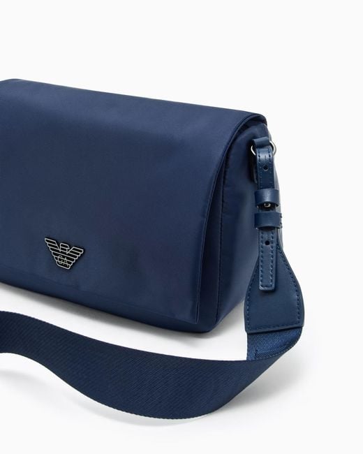 Emporio Armani Blue Eagle-Logo Messenger Bag for men
