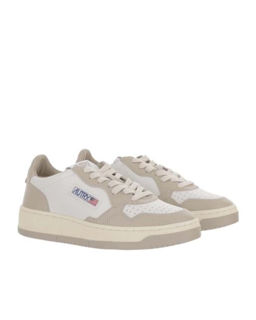 Autry White Medalist Lace-Up Sneakers