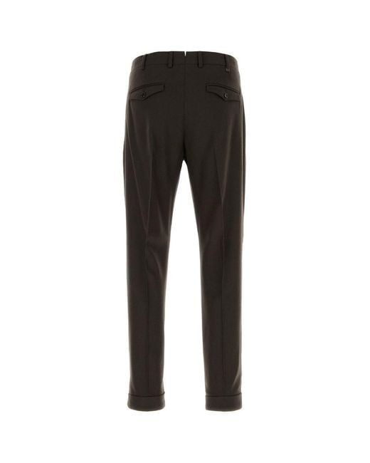 Pt Pantaloni Black Casual Trousers With Belt Loops for men