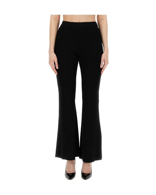 MICHAEL Michael Kors Black Ribbed-Knit Flared Trousers