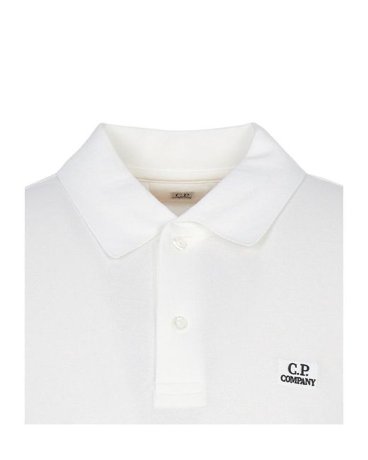 C P Company White Short-Sleeve Polo Shirt for men
