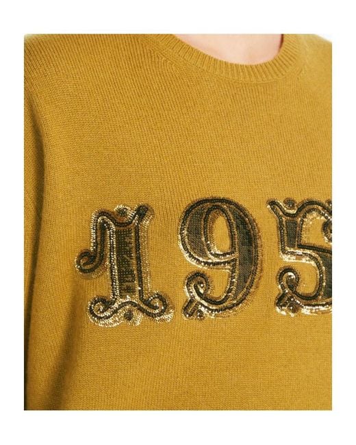 Max Mara Yellow Plata Logo Embellished Crewneck Jumper