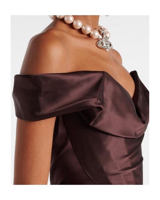 Vivienne Westwood Brown Nova Cora Asymmetric Satin Minidress