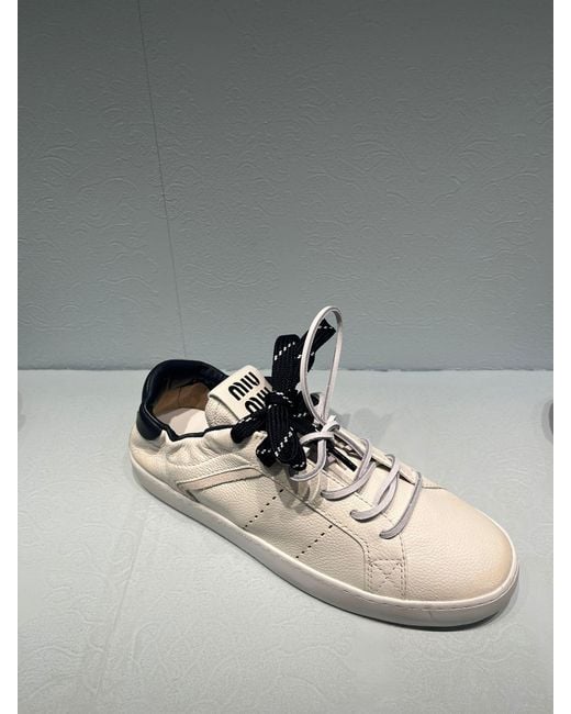 Miu Miu Blue Round-Toe Lace-Up Sneakers