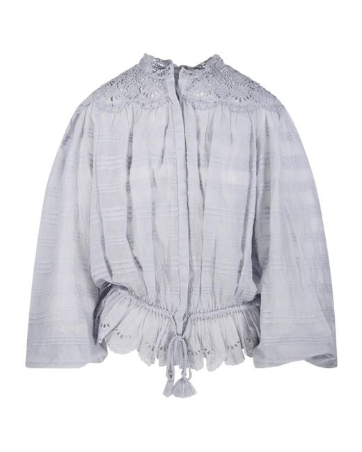 Isabel Marant Blue Isabel Marant Étoile Polly Floral Lace Blouse