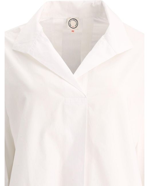 Ines De La Fressange Paris White Three-Quarter Sleeve Collared Shirt