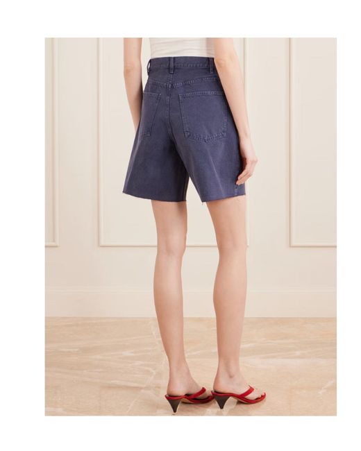 Nili Lotan Blue Frayed Denim Shorts