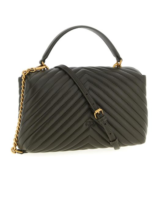 Pinko Black Classic Lady Love Chevron Puffer Tote Bag