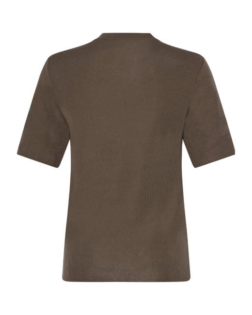 The Row Brown Ozzi Short-Sleeve Knitted Top
