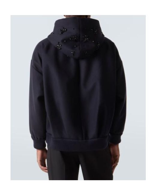 Simone Rocha Blue Embellished Wool-Blend Hoodie for men