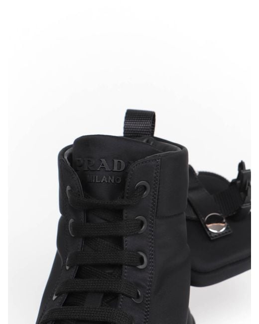 Prada Black Wheel Re-Nylon High-Top Sneakers for men