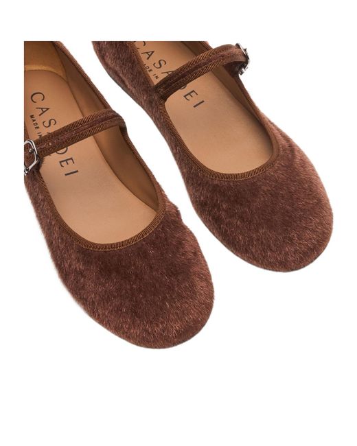 Casadei Brown C-Chain Strap Ballet Flats